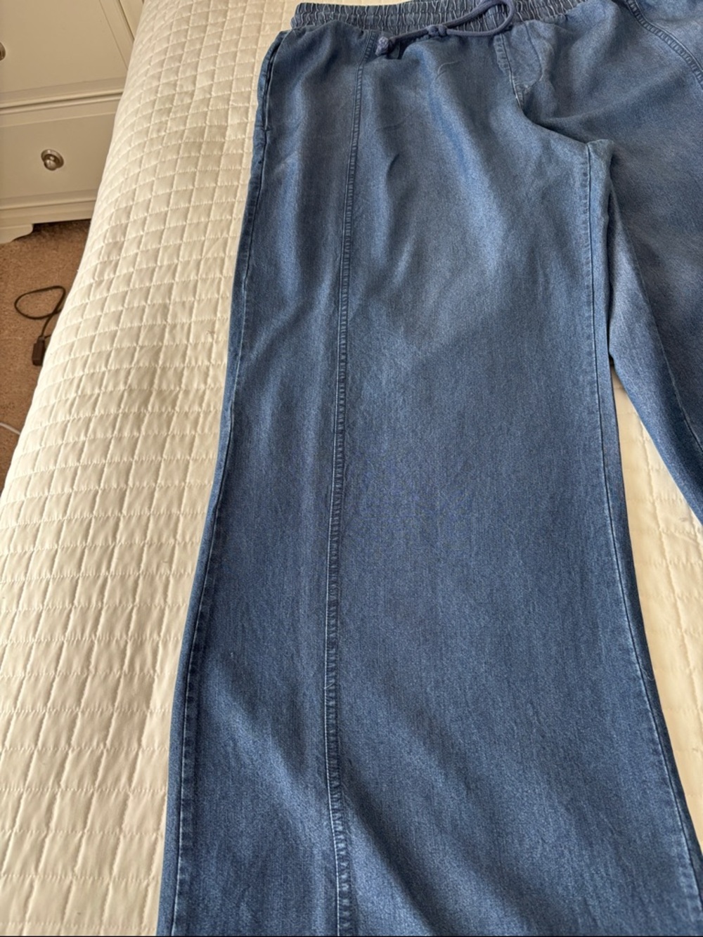Elle Wide-Leg Denim Pants in Blue - Picture 5 of 7